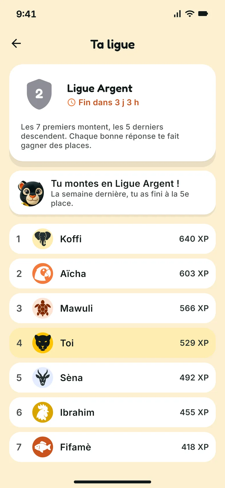 La ligue de la semaine